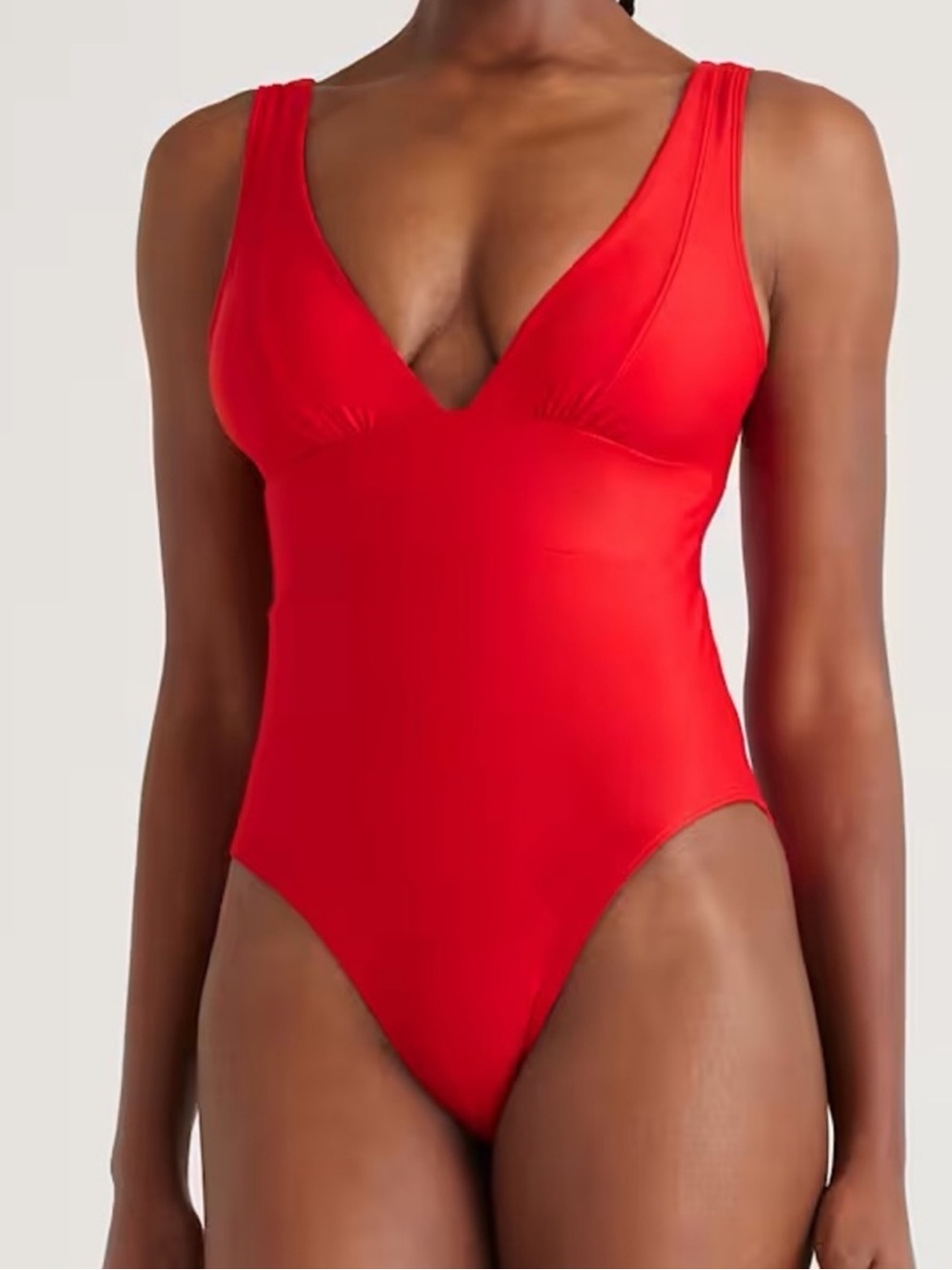 Quince NWT Italian Plunge One-Piece Swimsuit Cherry Red Bathing Suit Large